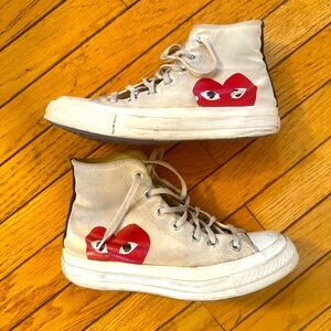 Comme Des Garçons PLAY x Converse White High Top Sneakers